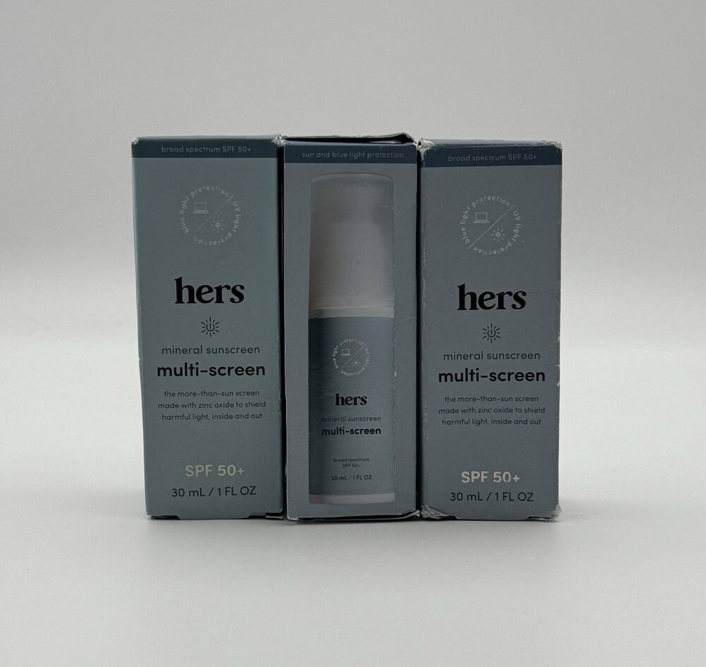 3 Pack HERS Multi-Screen Mineral Sunscreen SPF 50 - 1 fl oz BRAND NEW